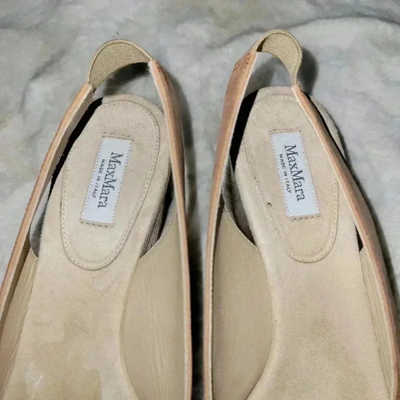 MaxMara Sandal Platform Peep Toe Tan Beige Nubuck Slingback Cork Wedge 38 - Picture 3 of 7